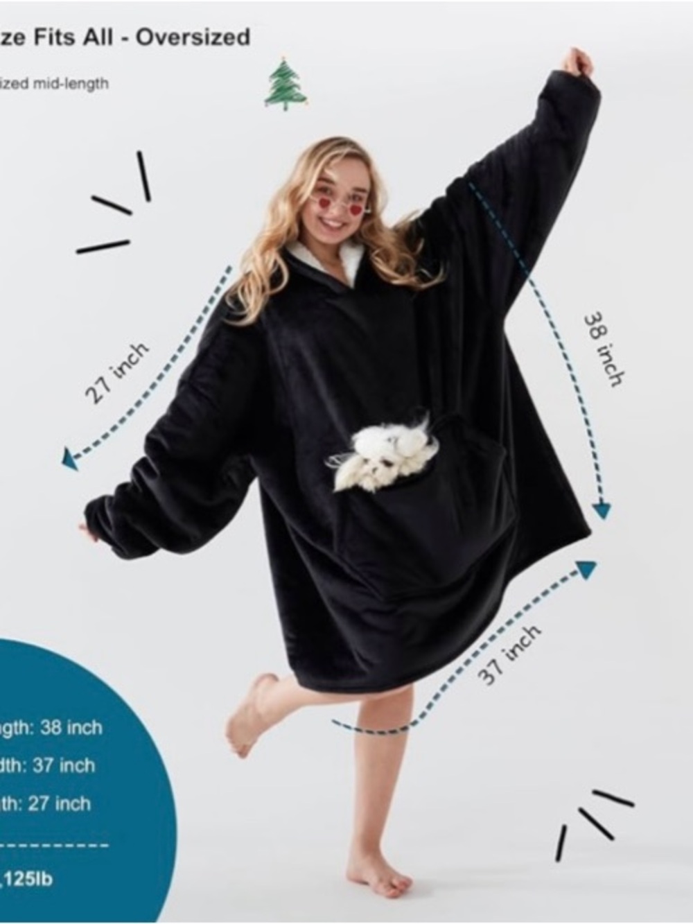Oversized Plush Wearable Blanket Hoodie - Gray/Cream